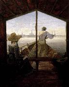 Carl Gustav Carus A Gondola on the Elbe near Dresden oil painting on canvas